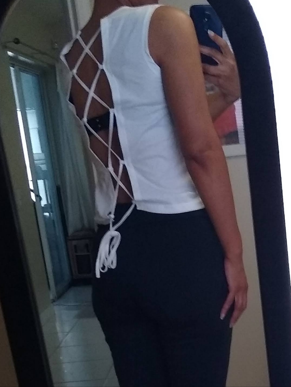 White Lace-Up Tank Top